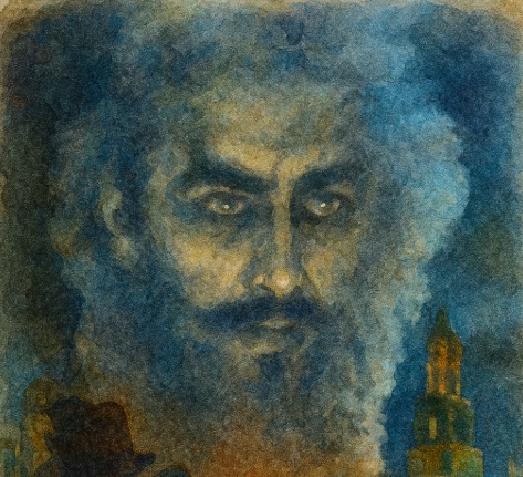 映写機を使って巨大な顔の幻影を作り出す