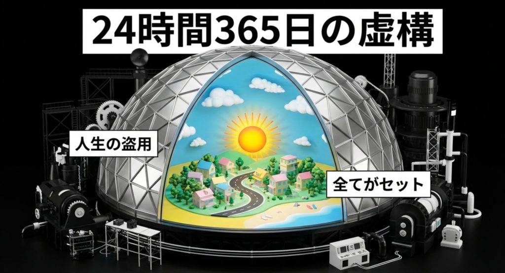 あらすじとネタバレで振り返る虚構の世界を示す画像。