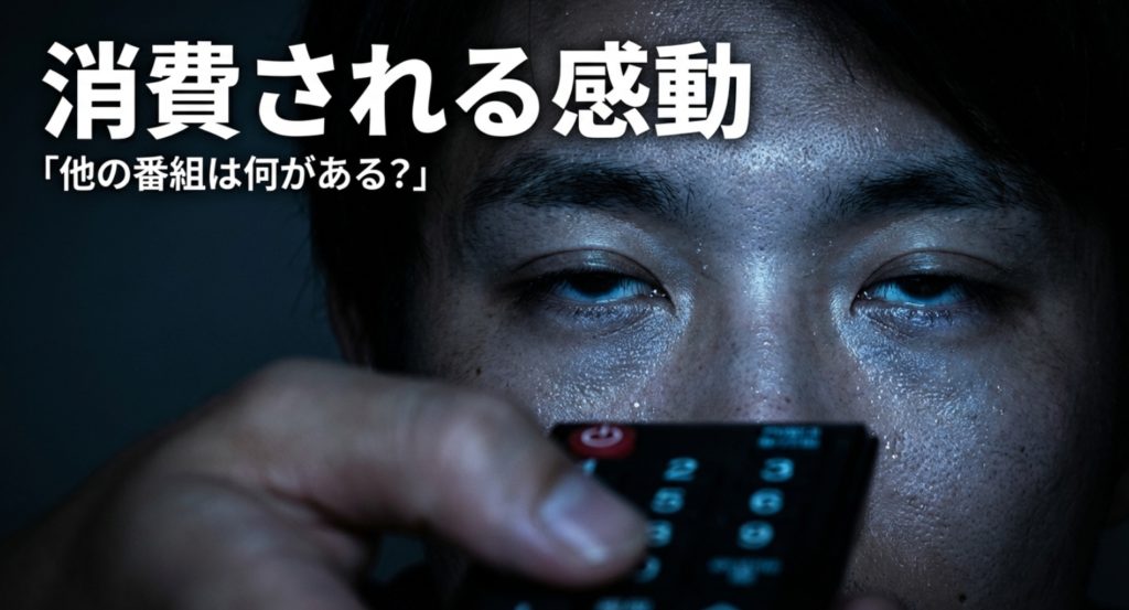 視聴者がチャンネルを変える皮肉な意味を示す画像。