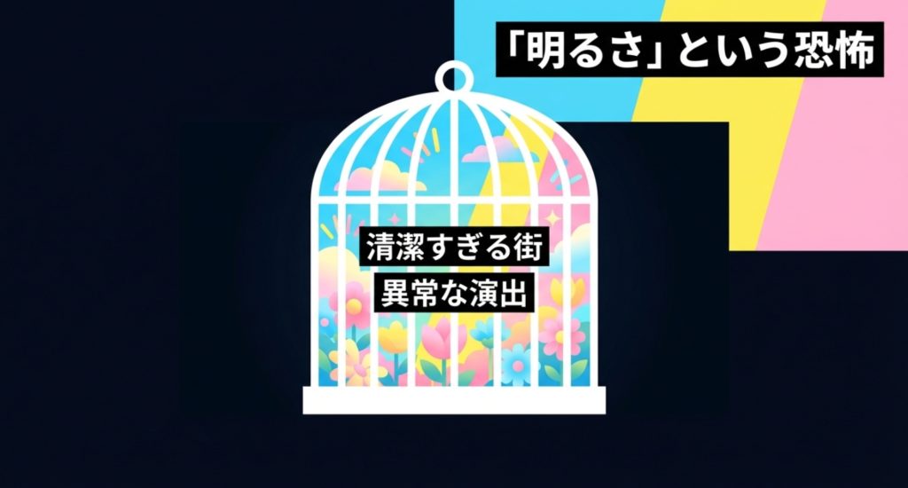 監視社会の恐怖を描く初期脚本のダークな設定を示す画像。
